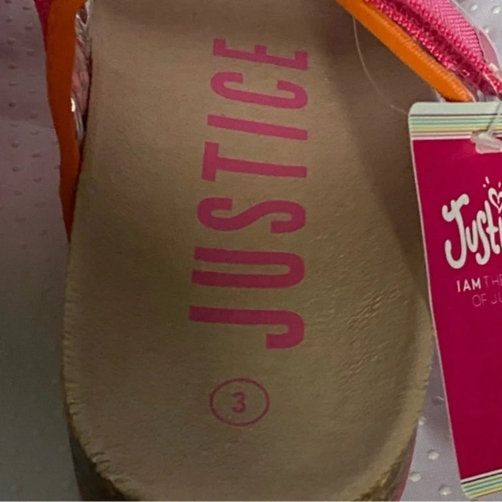 Justice‎ Shoes Sandales Girls Size 3 Slip On New With Tags Pink
